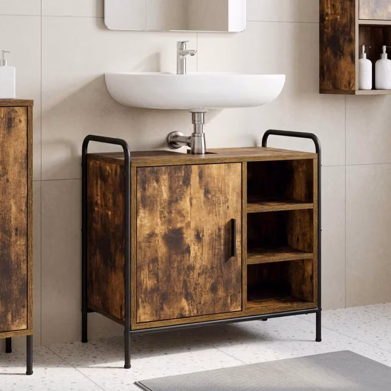 vidaXL Mobile da Bagno Rovere Fumo 65,5 x 34 x 61 cm