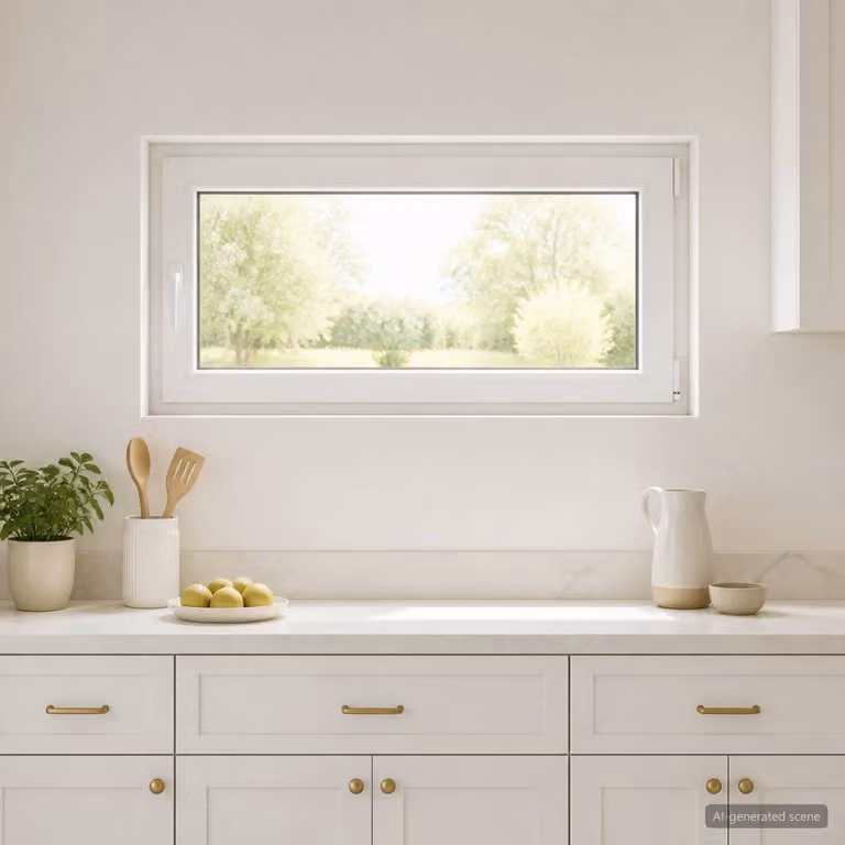 Finestra per seminterrato vidaXL con triplo vetro, apertura a vasistas, plastica bianca e vetro trasparente, L: 110,0 cm, H: 55,0 cm, P: 21,3 cm