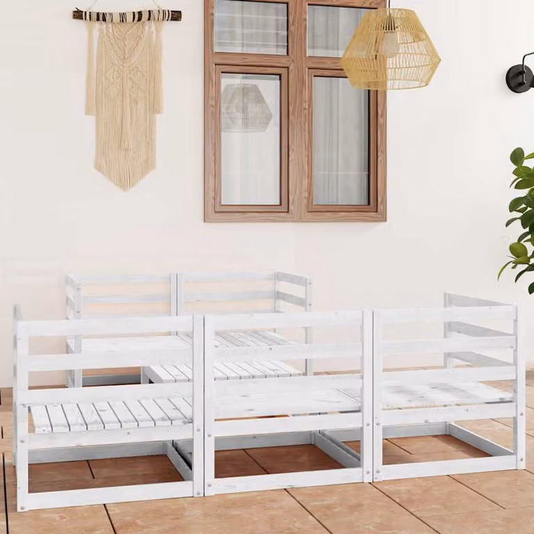 Set di divani da giardino vidaXL in legno massello di pino bianco, 6 pezzi