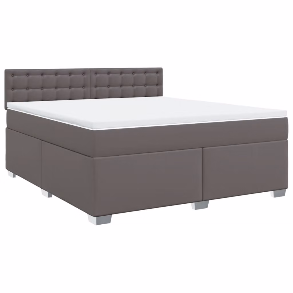 Giroletto a Molle con Materasso Grgio 180x200 cm in Pelle finta