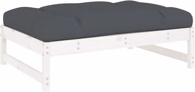 Poggiapiedi da Giardino in Legno di Pino Bianco con Cuscini L/P: 120 x 80 cm – 1