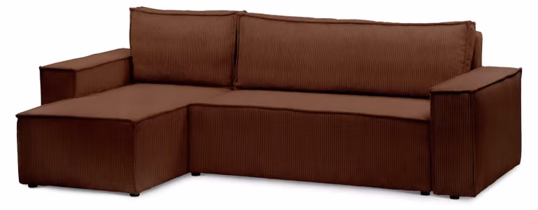 Divano angolare con funzione letto, modello Agi, colore Espresso