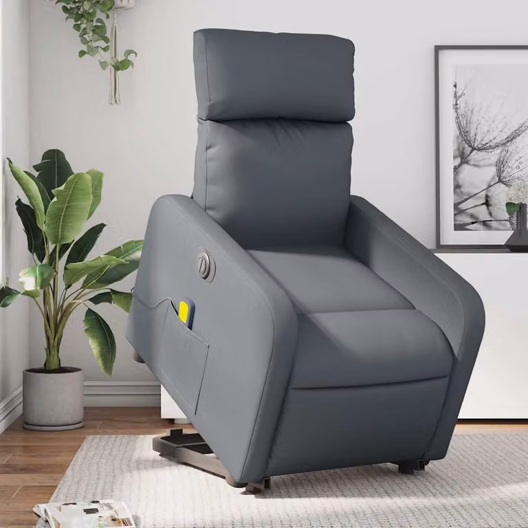 Poltrona Alzapersona Elettrica Reclinabile vidaXL in Similpelle Grigio