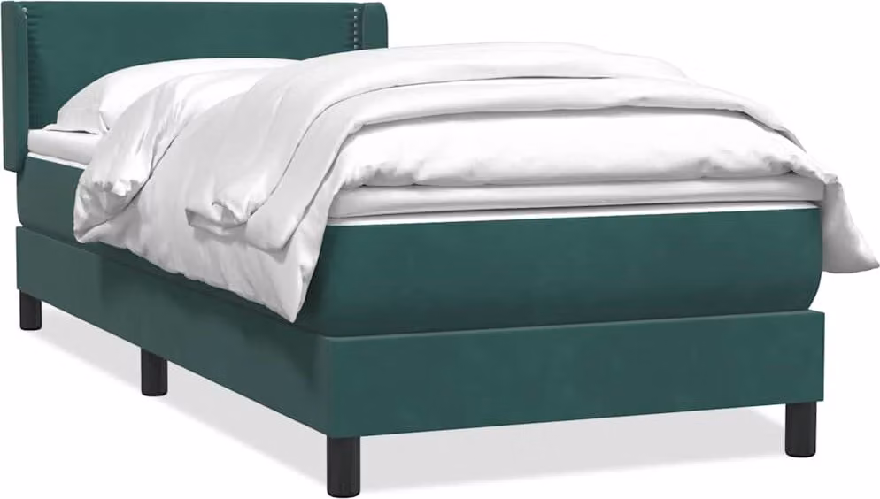 Giroletto a Molle con Materasso Verde Scuro 80x220 cm Velluto