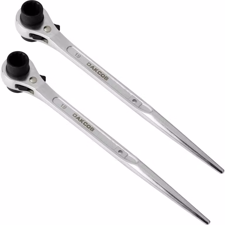 Set di chiavi a bussola per ponteggi, 19/22 mm, intercambiabili, in acciaio CR-V, finitura opaca, lunghezza 310 mm