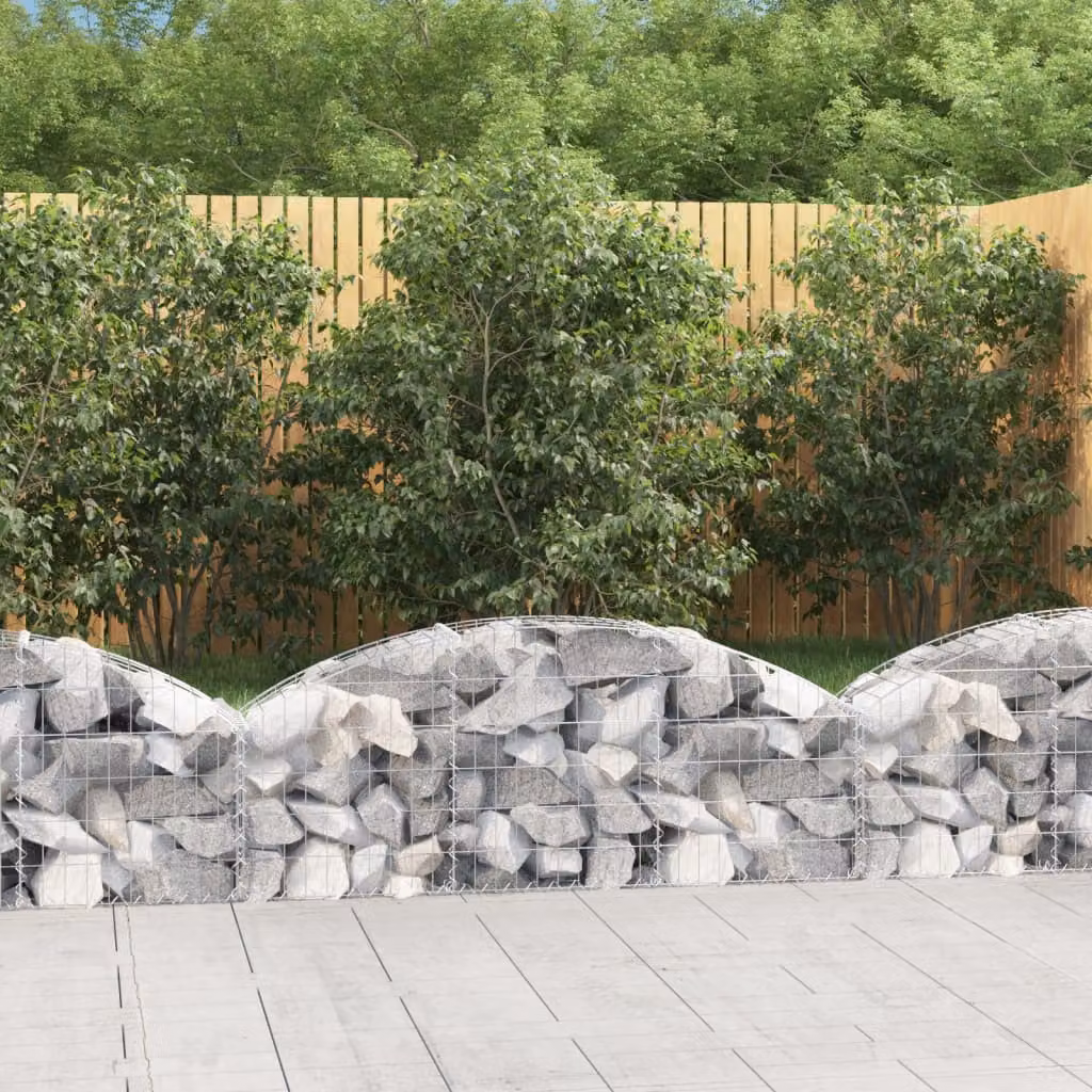 Cesto Gabbione ad Arco vidaXL in Acciaio Zincato Grigio L: 150 cm, P: 30 cm, H: 40/60 cm