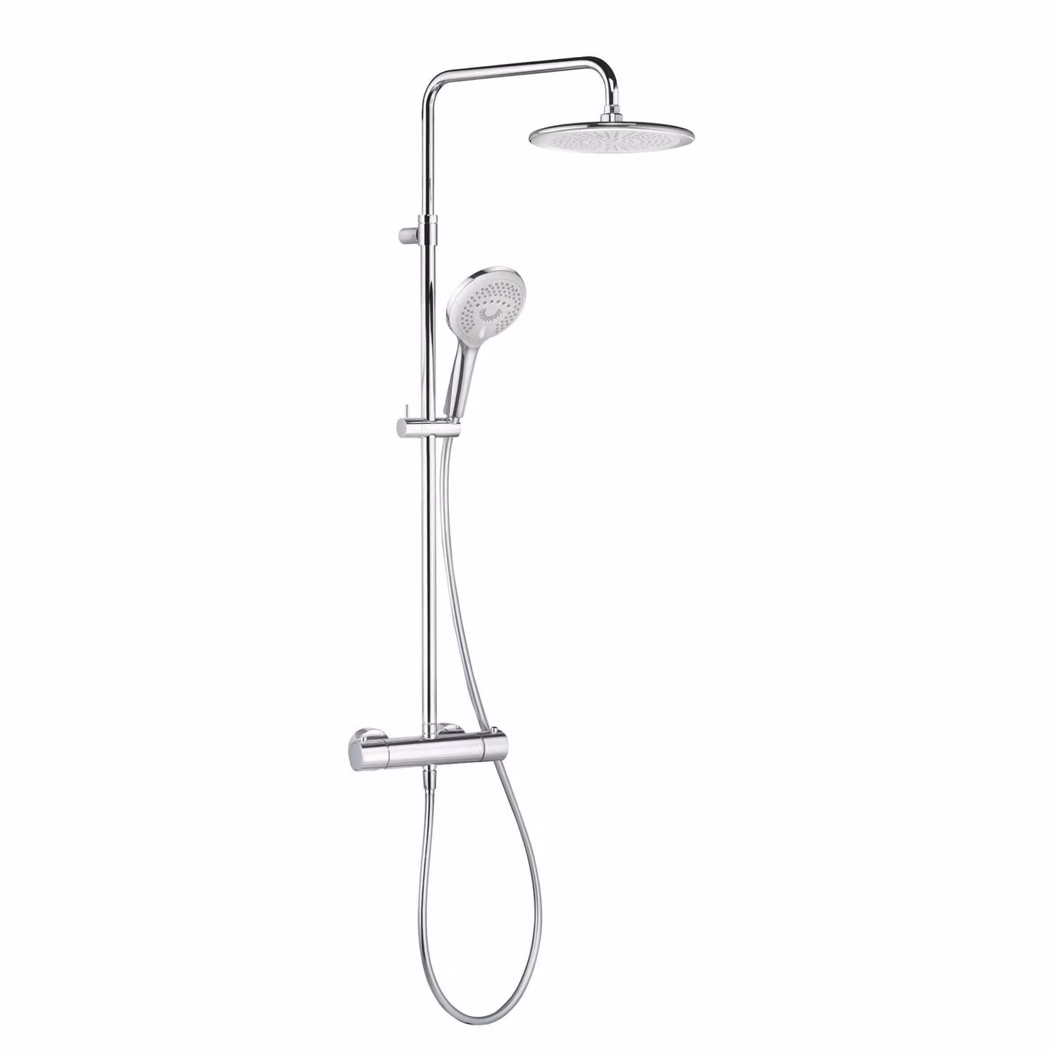 KLUDI FRESHLINE Thermostat Dual Shower System, douche de tête réglable en hauteur et orientable, 8 l/min, chrome, 6709205-00WR9, 6709205-00WR9