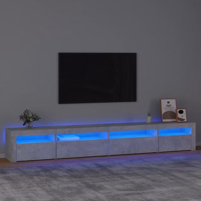 Mobile Porta TV con Luci LED-Mobile per TV-Credenza TV Grigio Cemento 270x35x40 cm