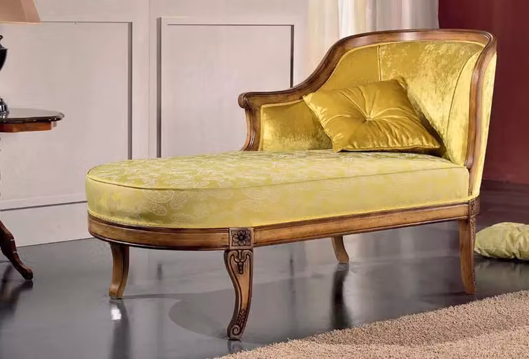 Divanetto imbottito in legno di faggio con fregi Mobili 2G L/P/H: 160 x 75 x 93 cm colore marrone e giallo