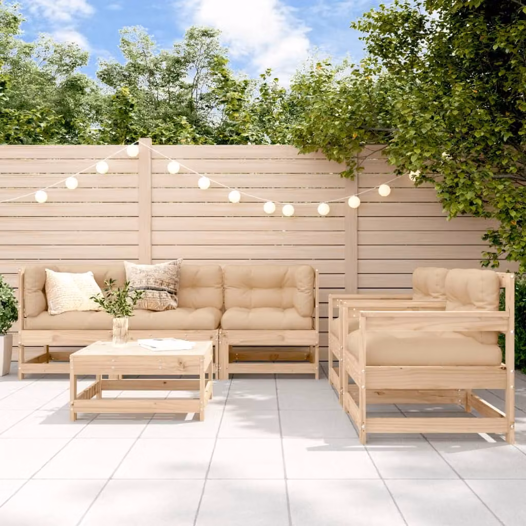 Maison Exclusive - Set da giardino 6 pezzi con cuscini in legno massello