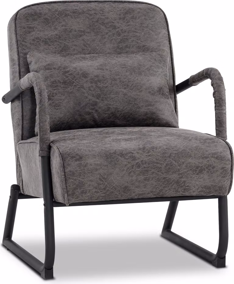 Poltrona MCombo per soggiorno, poltrona reclinabile retro vintage con cuscini in pelle, poltrona lounge, poltrona imbottita, tessuto in microfibra, 4742-1 (grigio scuro)