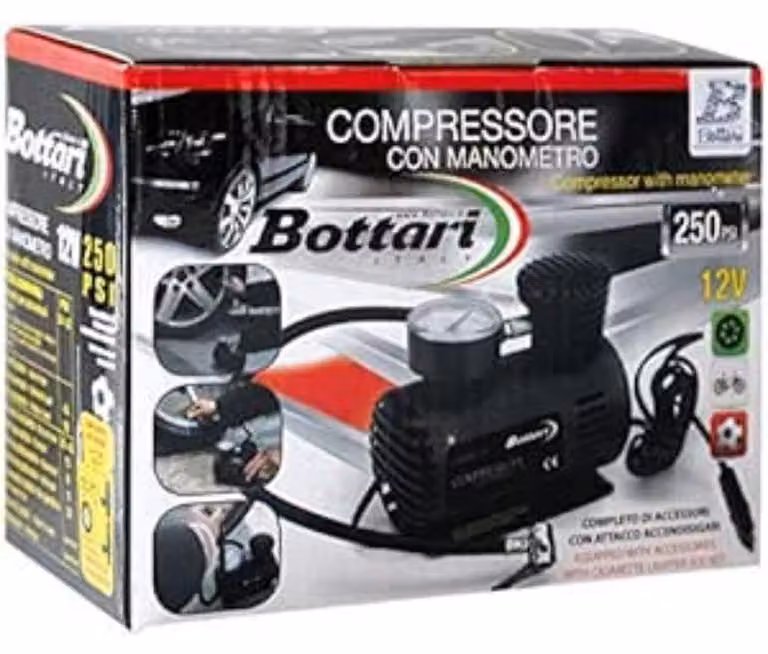 Compressore con manometro, 250 Psi, colore nero