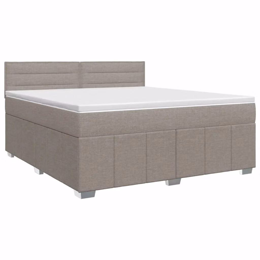 Letto box spring con materasso ibrido vidaXL in tessuto color tortora L/P/H: 140 x 200 cm – 2