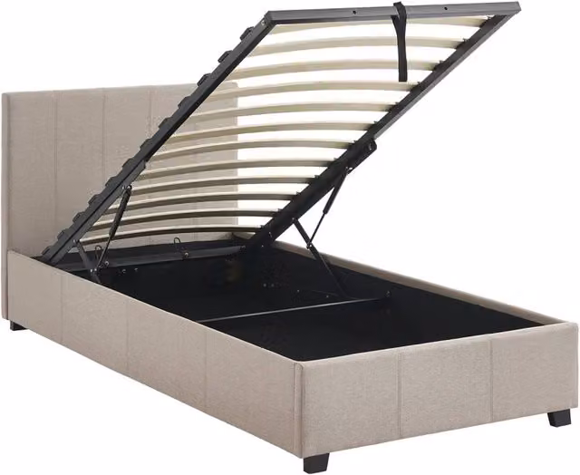 Letto a cassettone con rete a doghe 90x190cm, velluto a coste fini,
