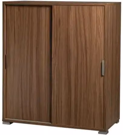 Armadietto KIVIO con 2 ante in noce almendra, design moderno, L: 75 cm, H: 85 cm, P: 38 cm