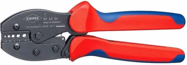 Pinza crimpatrice per terminali non isolati Knipex PreciForce 97 52 30, 1,5 - 10,0 mm² AWG 16 - 8, con impugnature multicomponente, Nero e Multicolore