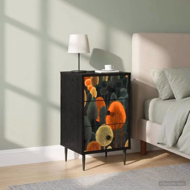 Armadio da Notte ZAANDAM 2 pz Rovere Nero 36 x 33 x 61 cm 8007332