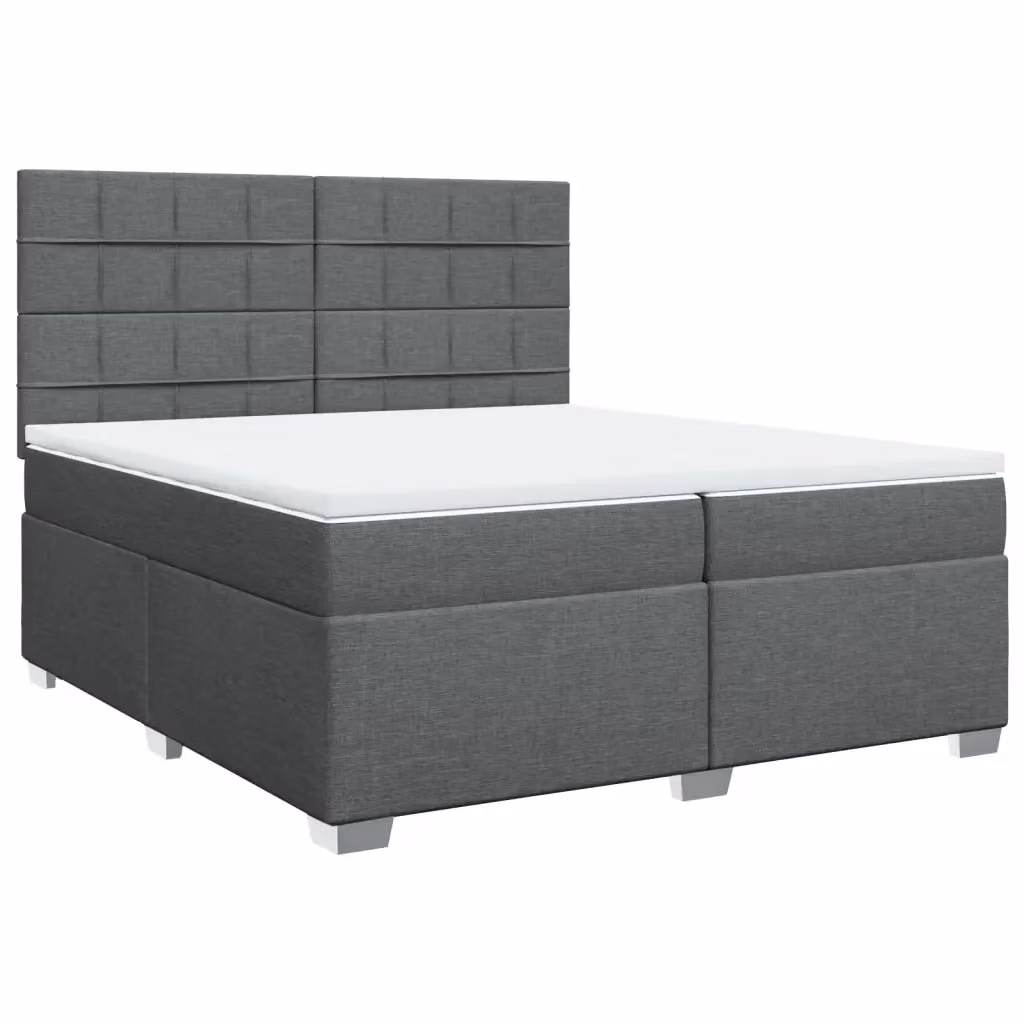 Letto Ibrido vidaXL con Giroletto a Molle e Materasso Grigio e Bianco L/P: 200 x 200 cm – 2