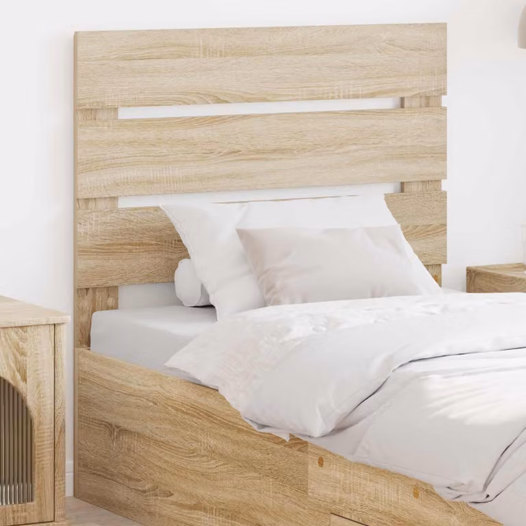 Testiera per letto moderna vidaXL in legno ingegnerizzato Rovere Sonoma, colore marrone e beige