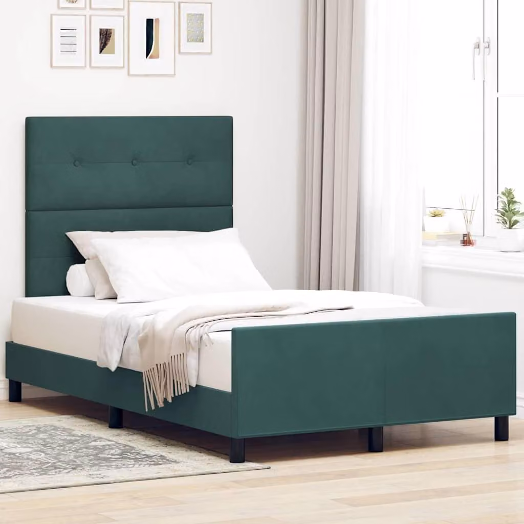 Maison Exclusive - Letto boxspring con testiera verde scuro 120 x 190 cm in velluto