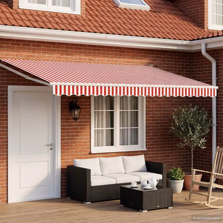 Tettuccio elettrico retrattile vidaXL in alluminio e poliestere, rosso e bianco, L: 5 m x P: 3 m