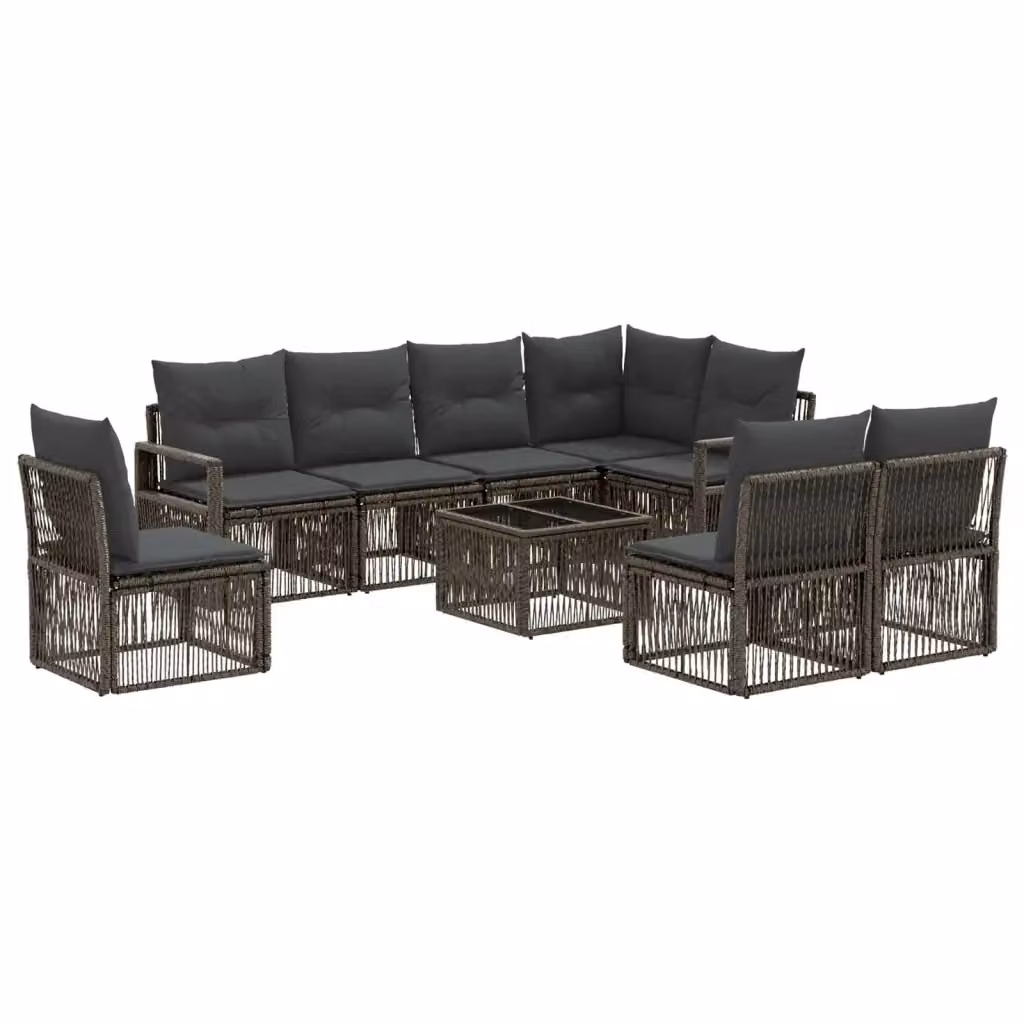 Set Divano da Giardino a L vidaXL in Polyrattan Grigio con Cuscini e Tavolino da Esterno – 2