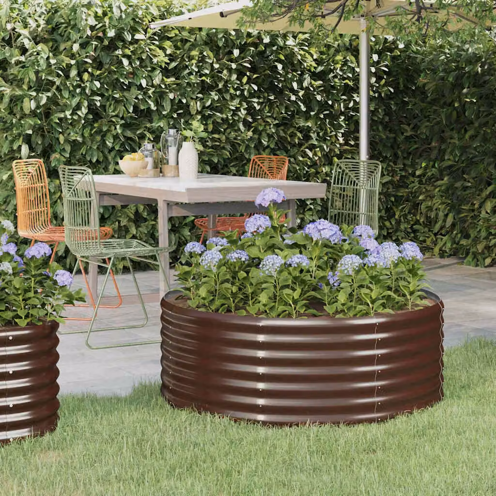 Letto da giardino rialzato vidaXL in acciaio zincato marrone L: 100 cm, P: 100 cm, H: 36 cm