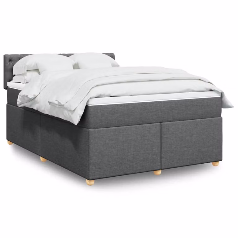 vidaXL Giroletto a Molle con Materasso Ibrido in Tessuto Grigio e Bianco L/P: 160 x 200 cm