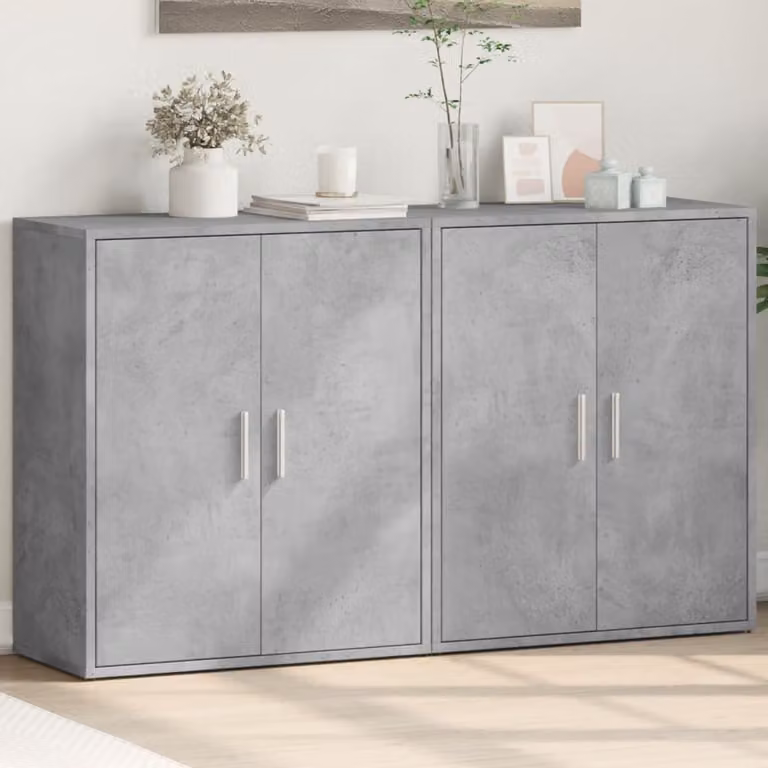 Set di 2 credenze moderne vidaXL in legno e MDF grigio per sala da pranzo L/P/H: 60 x 31 x 70 cm
