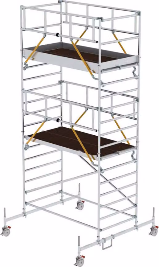 Ponteggio mobile SG 1,35 x 2,45 m con travi di scorrimento e doppia piattaforma; altezza della piattaforma 4,66 m