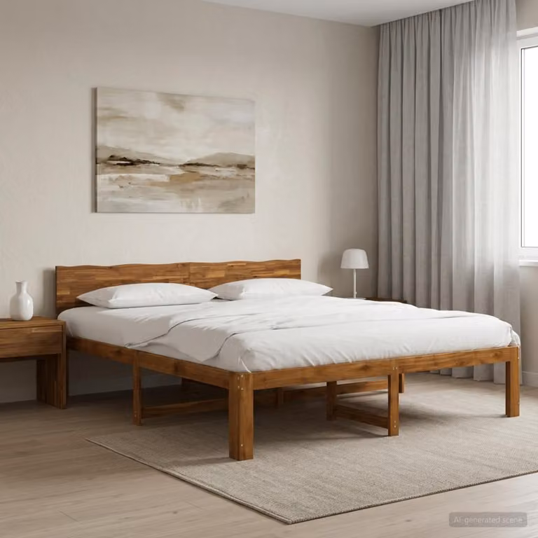 Letto matrimoniale con testiera vidaXL ROSTOCK in legno di acacia naturale L/P: 200 x 200 cm