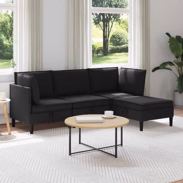 Set di mobili per il soggiorno 4 pz Nero Tessuto 3413810