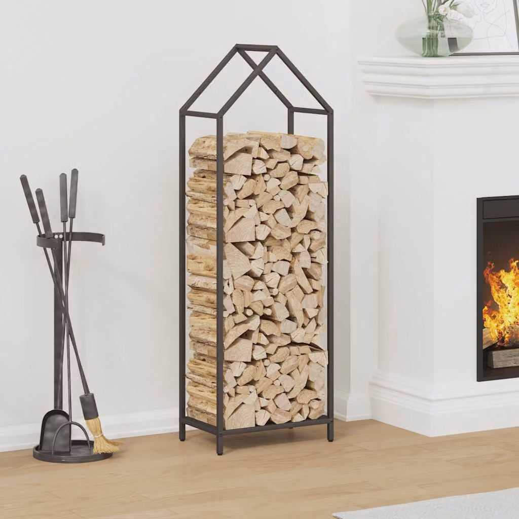 Rastrelliera per legna da ardere vidaXL, colore nero, L 40 cm x P 25 cm x H 120 cm