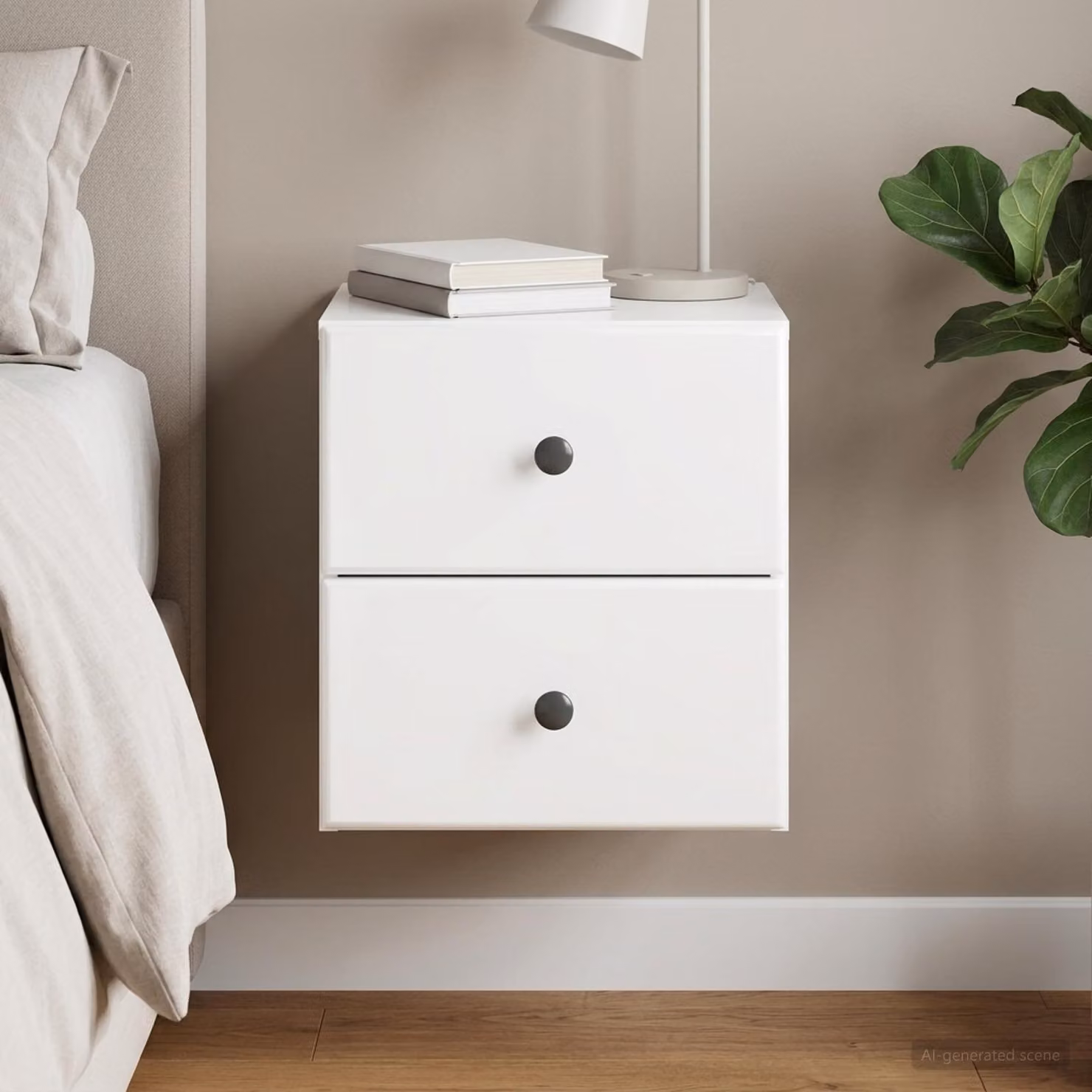 vidaXL Mobiletto da notte sospeso Bianco Lucido L 34,5 cm x P 33 cm x H 40 cm