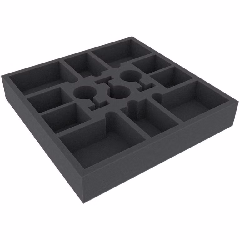 Inserto in schiuma 285x285x50 mm con 13 scomparti per giochi da tavolo