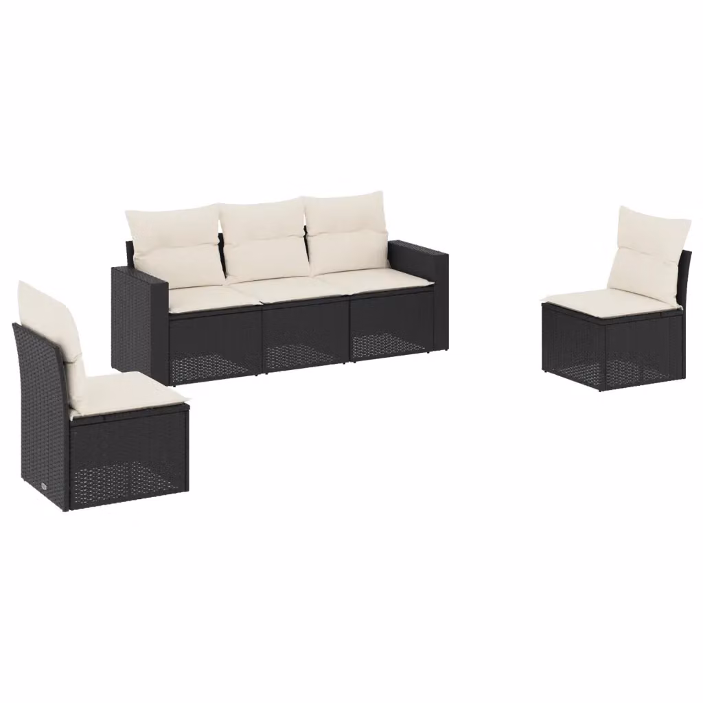 vidaXL Set Divani da Giardino a L con Cuscini e Struttura in Metallo Nero e Bianco – 2