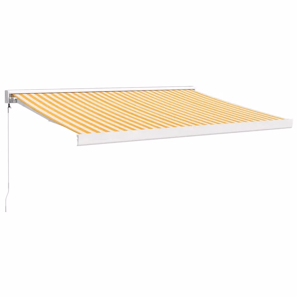 Tenda retrattile a bracci con montaggio a parete vidaxl in alluminio e poliestere, colori giallo e bianco, L: 300 cm, P: 250 cm – 2