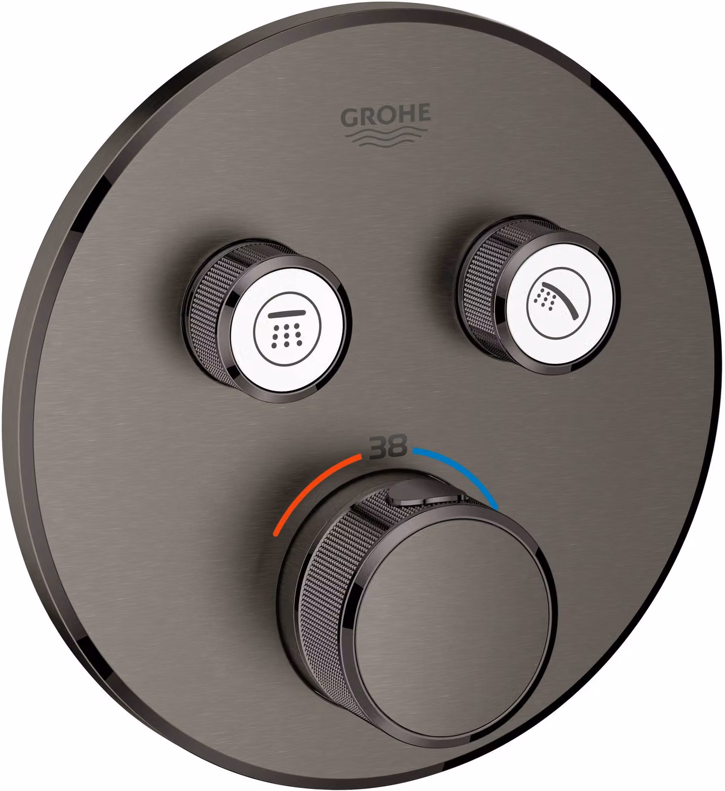 Thermostat Grohe Grohtherm SmartControl avec deux vannes darrêt, rosace murale ronde, 29119AL0, 29119AL0