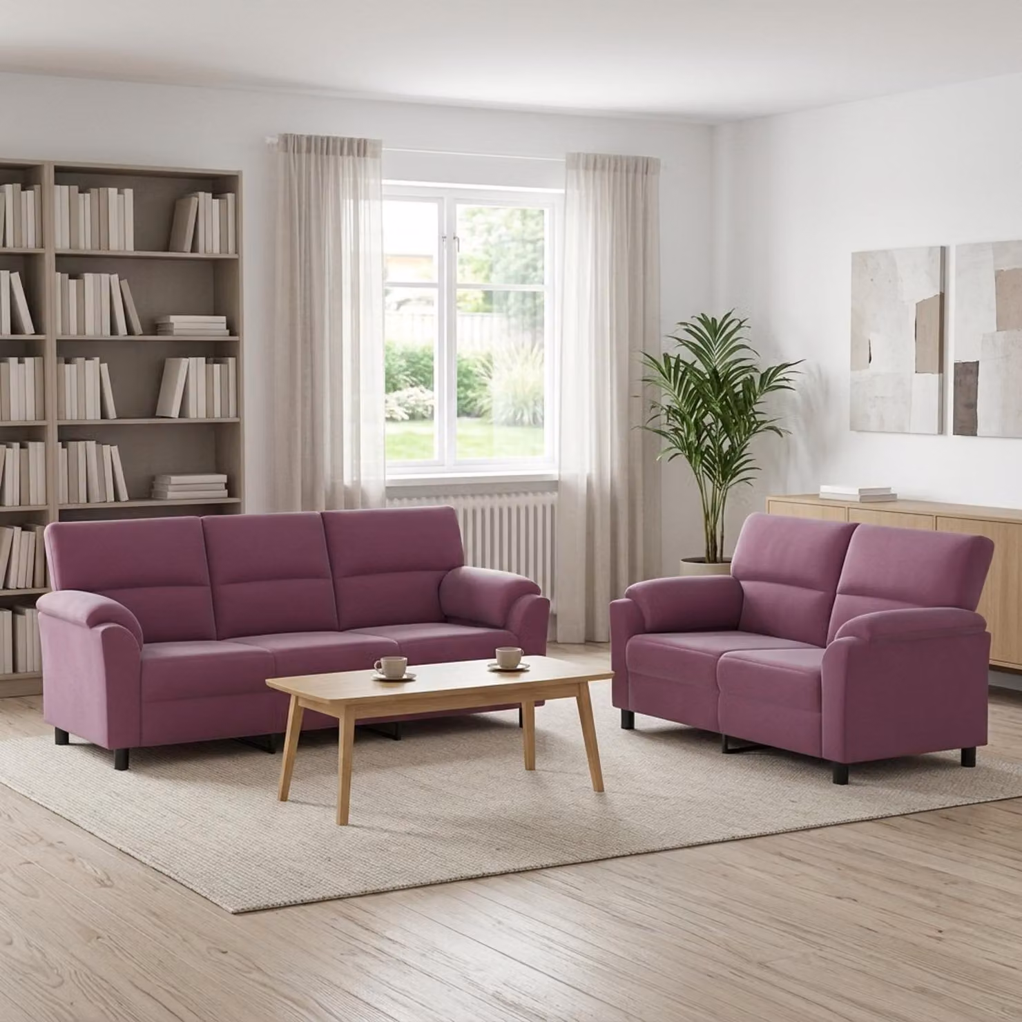 Set di 2 divani moderni vidaXL in velluto viola con struttura in metallo per il tuo soggiorno