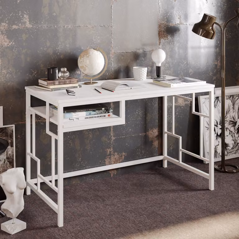 Skye Decor, Victory - Bianco, Scrivania, Bianco, 100% PANNELLI DI PARTICELLE RIVESTITI IN MELAMMINA, 120 x 60 x 75 cm