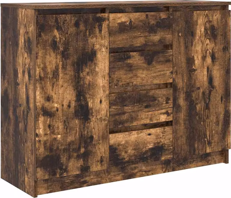 Credenza con Cassetti Rovere Fumo 100,5x35x76 cm in Truciolato