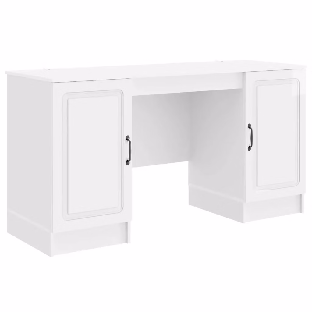 Scrivania moderna vidaXL in MDF bianco lucido L: 142,5 cm, P: 50 cm, H: 75 cm – 2