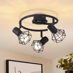 ZMH Faretto da soffitto nero a 3 luci, E14, orientabile a 350°, paralume in metallo, faretto da parete rotondo per soggiorno, corridoio e camera da letto