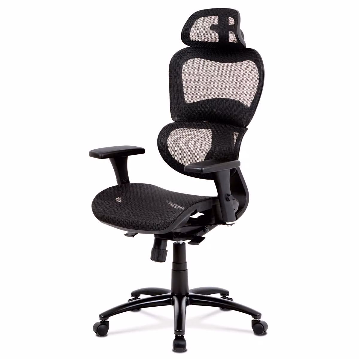 Sedia da ufficio, meccanica sincrona, MESH nero, croce in metallo