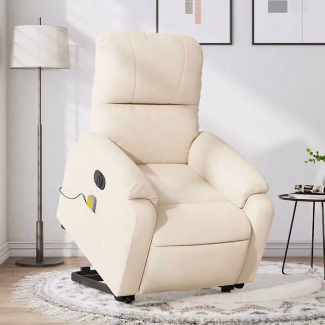 Poltrona a Rialzo Reclinabile con Assistenza Elettrica vidaXL in Microfibra Beige per Anziani