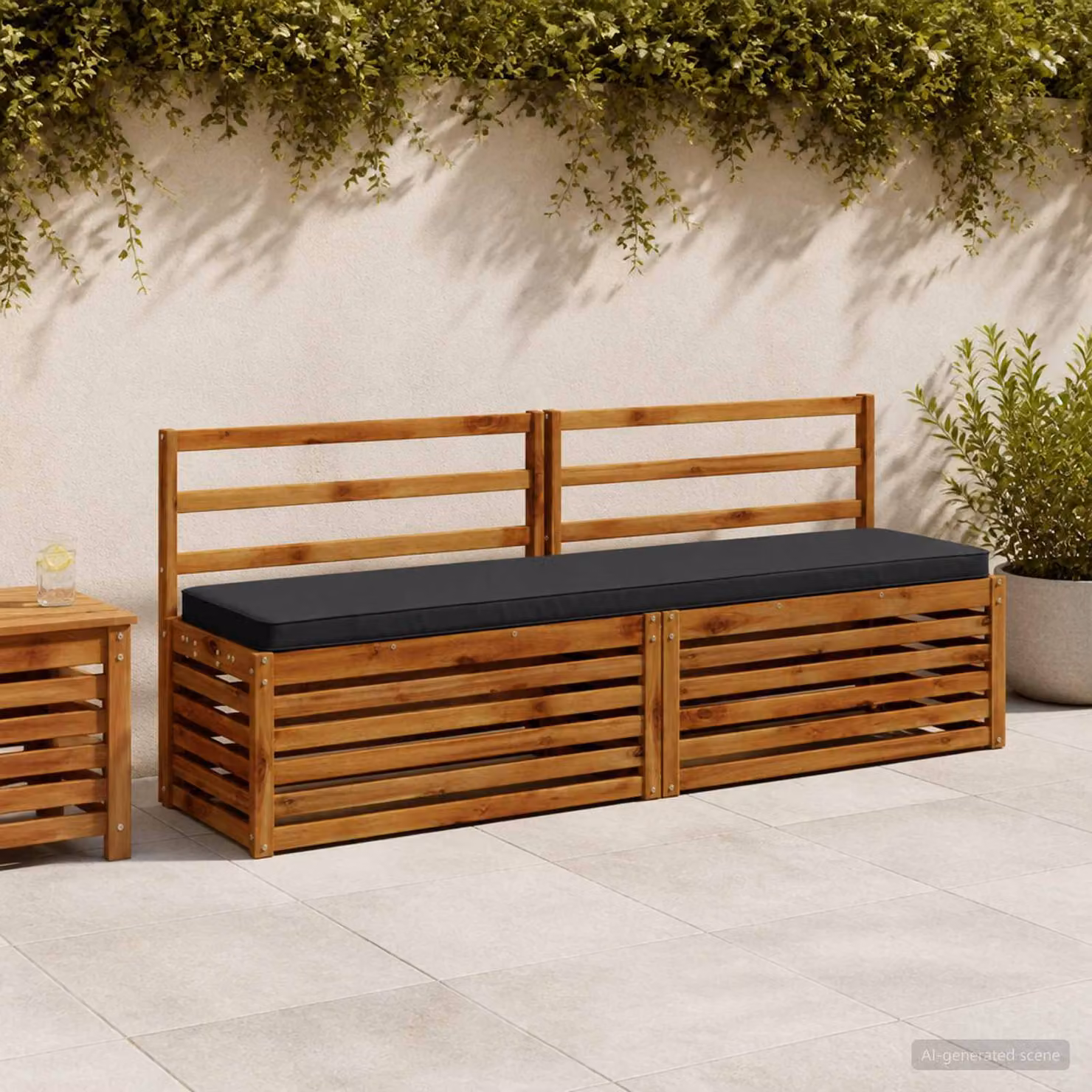 Cuscino per panchina vidaXL in poliestere blu scuro con rivestimento rimovibile e resistente ai raggi UV