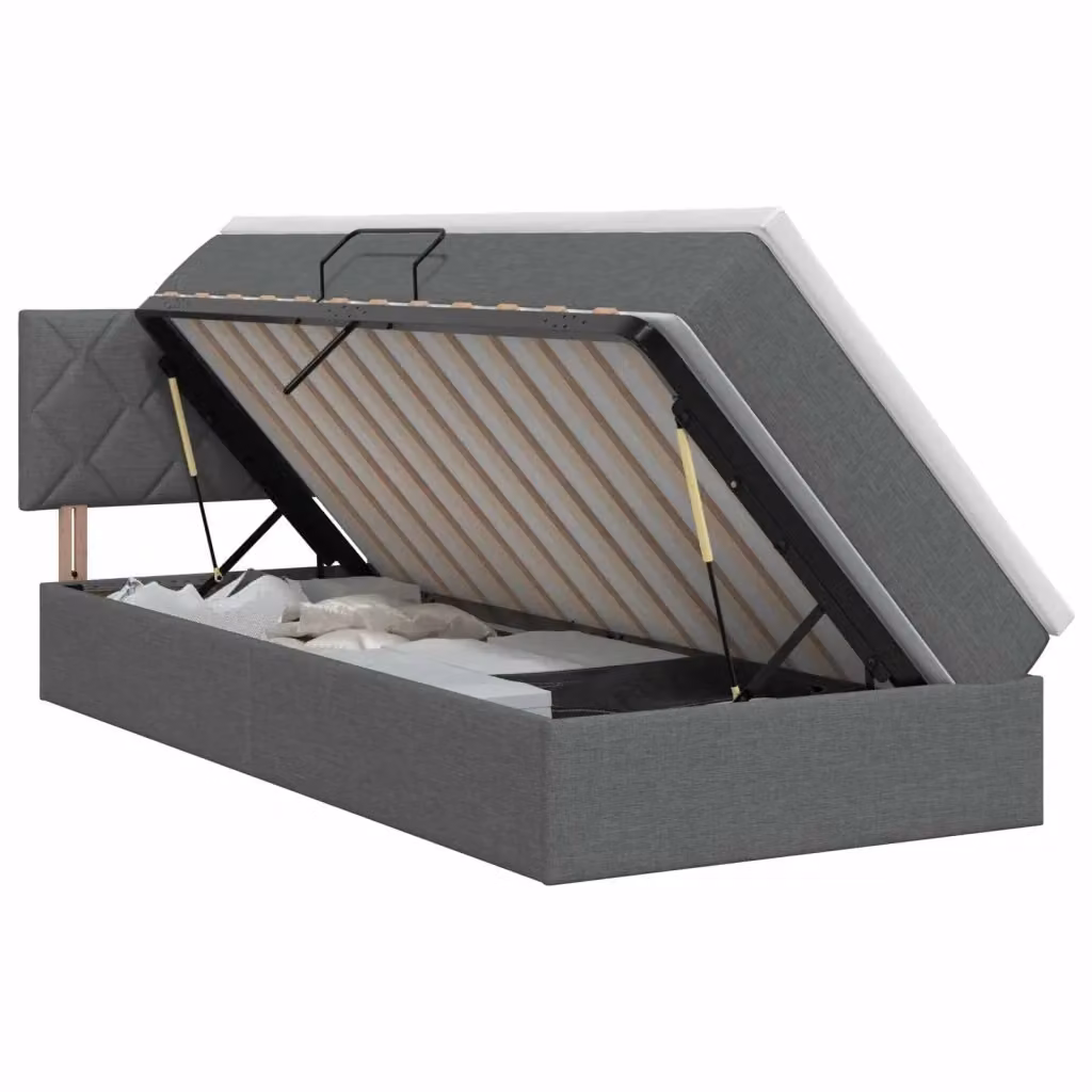Letto con contenitore e materasso ibrido vidaXL in stile moderno, Grigio e Bianco, L/P/H: 190 x 90 x 34 cm – 2