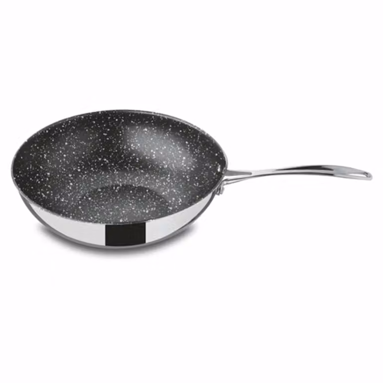 Wok in acciaio inox per induzione con coperchio linea Glamour Stone, 28cm