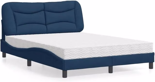 Letto con Materasso Hvar blu e bianco vidaXL in tessuto e legno L/P/H: 120 x 200 cm – 1