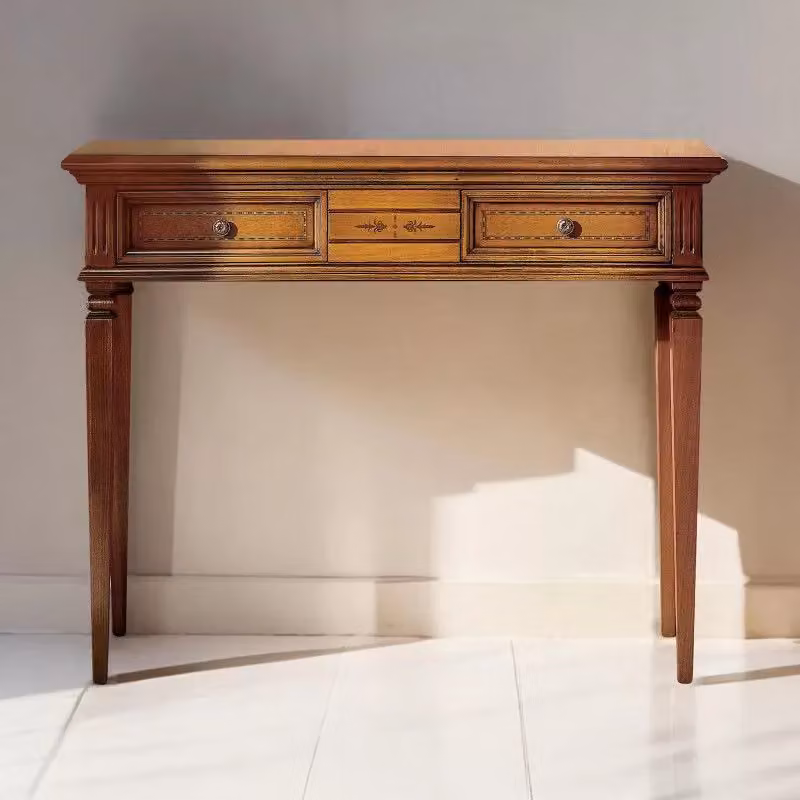 Consolle classica in legno intarsiata con 2 cassetti Mobili2g L/P/H: 100 x 37 x 80 cm – 3